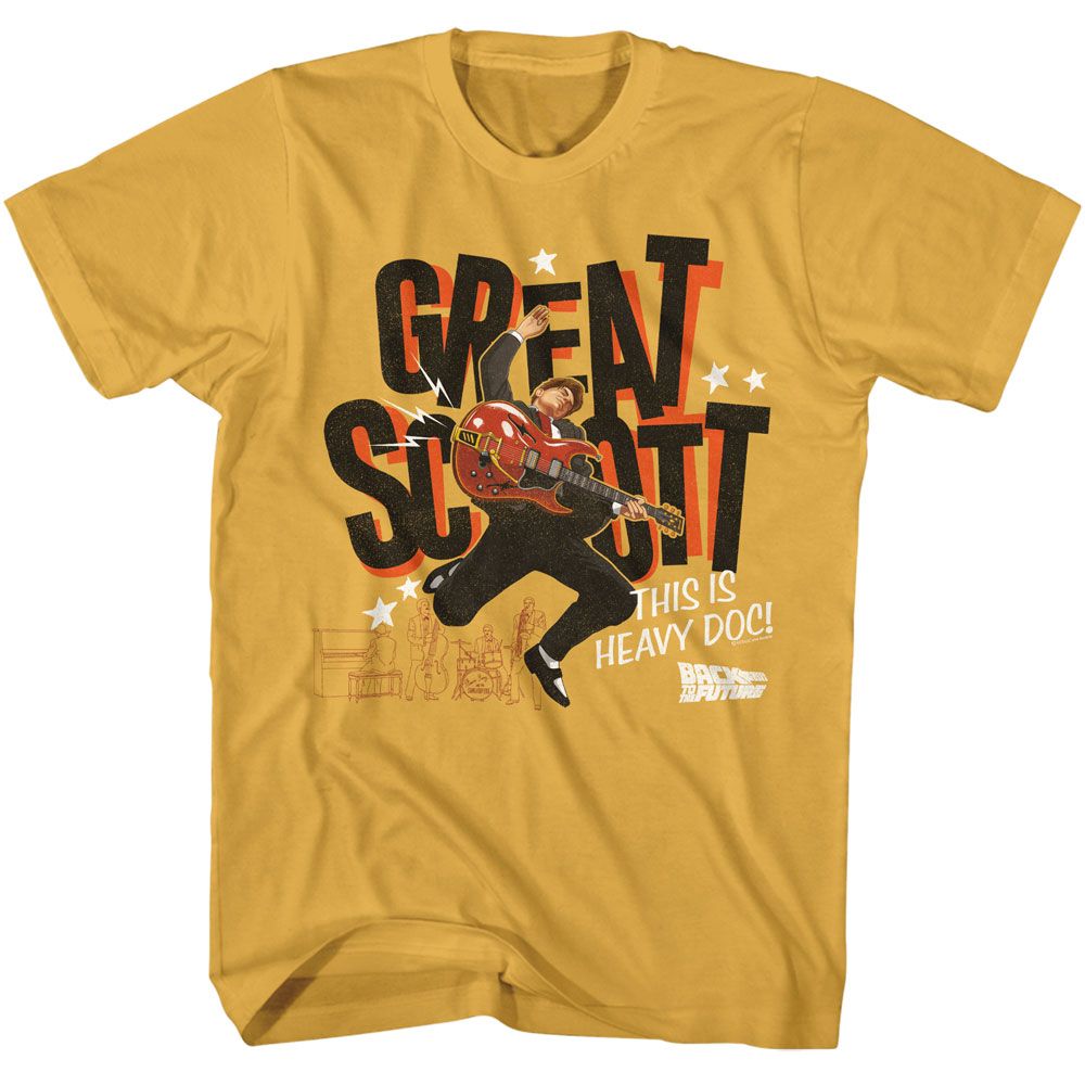 BACK TO THE FUTURE-BTTF GREAT SCOTT GUITAR PLAYING-GINGER ADULT S/S TSHIRT