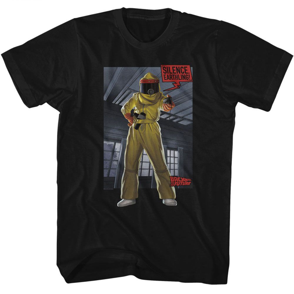 BACK TO THE FUTURE-BTTF SILENCE EARTHLING-BLACK ADULT S/S TSHIRT