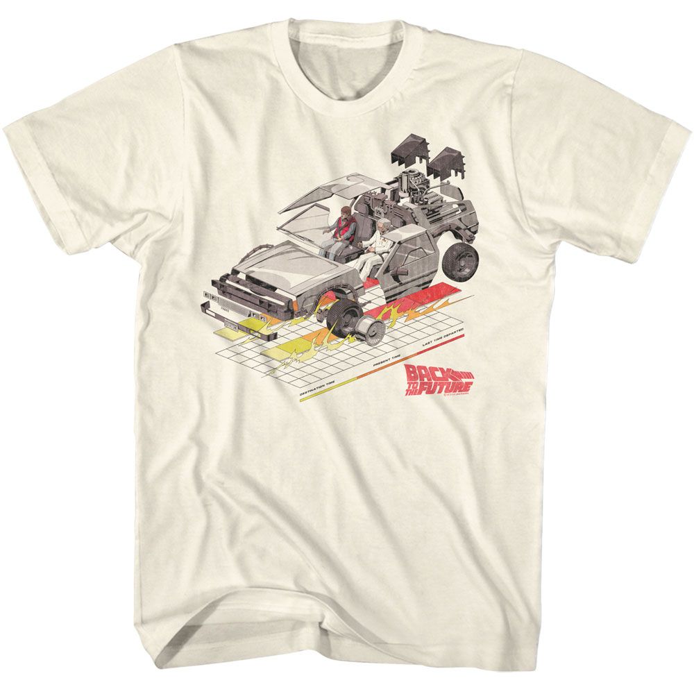 BACK TO THE FUTURE-BTTF CAR WITH GRID-NATURAL ADULT S/S TSHIRT
