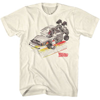 Thumbnail for BACK TO THE FUTURE-BTTF CAR WITH GRID-NATURAL ADULT S/S TSHIRT