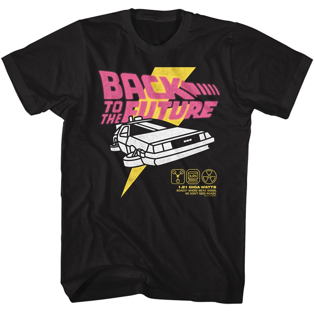 BACK TO THE FUTURE-BTTF BRIGHT GRAPHIC-BLACK ADULT S/S TSHIRT
