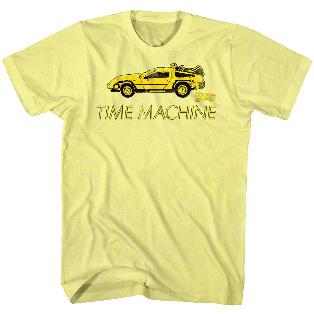 BACK TO THE FUTURE-CAR-YELLOW HEATHER ADULT S/S TSHIRT