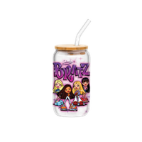 Thumbnail for Bratz Are Bratz  16oz Glass Tumbler w Bamboo Lid and Glass Straw – 12 pc ppk ($6.00 each)