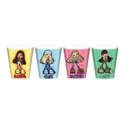 Bratz Airbrush Sparkle  4pc 1.5oz Plastic Mini Cup Set – 24 pc ppk ($3.50 each)