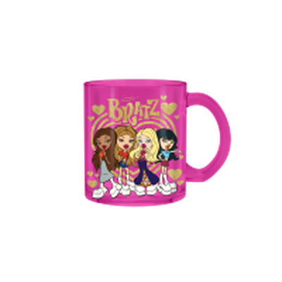 Bratz Group Within Ring Hearts Glitter 17.5oz Glass Coffee Mug – 24 pc ppk ($6.00 each)