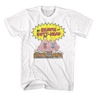 Thumbnail for BEAVIS AND BUTTHEAD-WATCHING TV-WHITE ADULT S/S TSHIRT