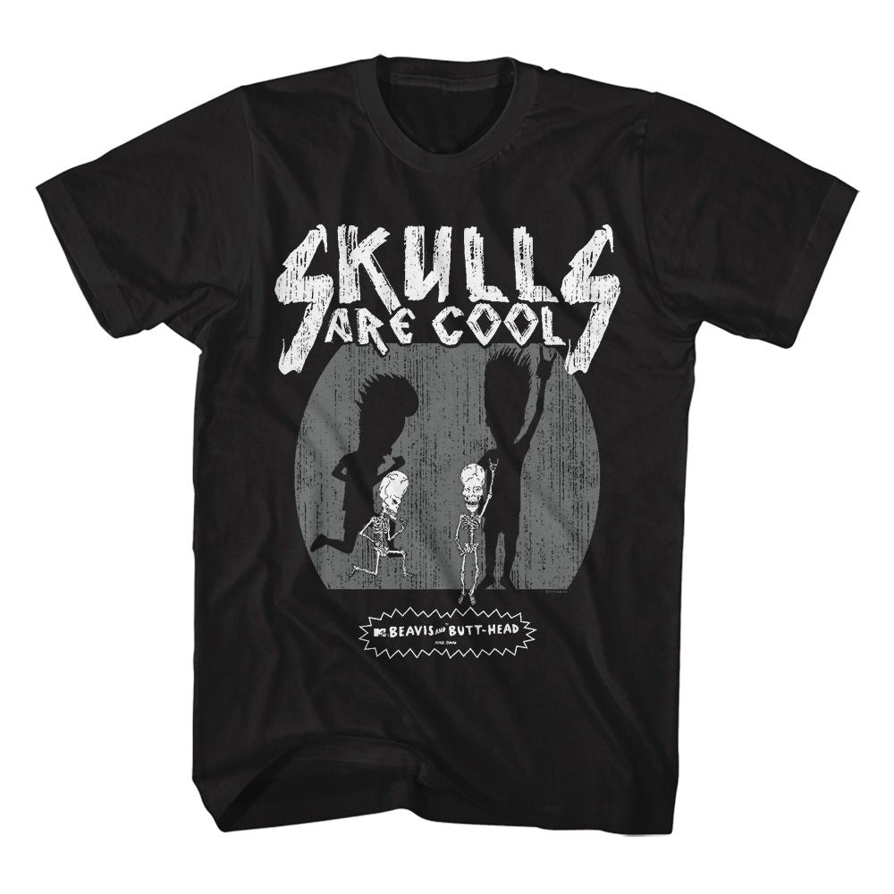 BEAVIS AND BUTTHEAD-SKULLS ARE COOL-BLACK ADULT S/S TSHIRT
