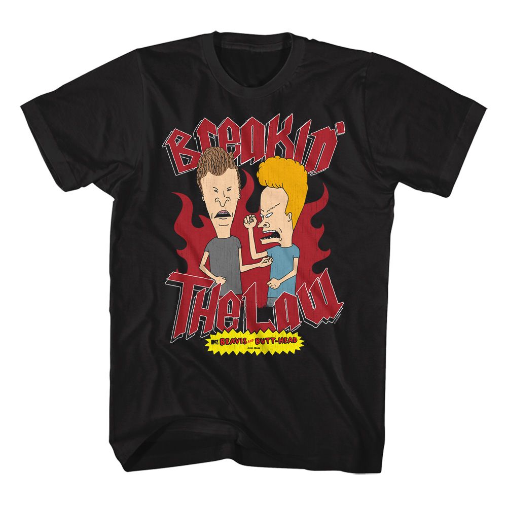 BEAVIS AND BUTTHEAD-BREAKIN THE LAW-BLACK ADULT S/S TSHIRT