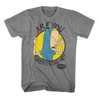 Thumbnail for BEAVIS AND BUTTHEAD-ARE YOU THREATENING ME-GRAPHITE HEATHER ADULT S/S TSHIRT