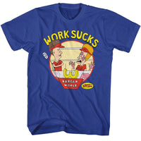 Thumbnail for BEAVIS AND BUTTHEAD-WORK SUCKS-ROYAL ADULT S/S TSHIRT