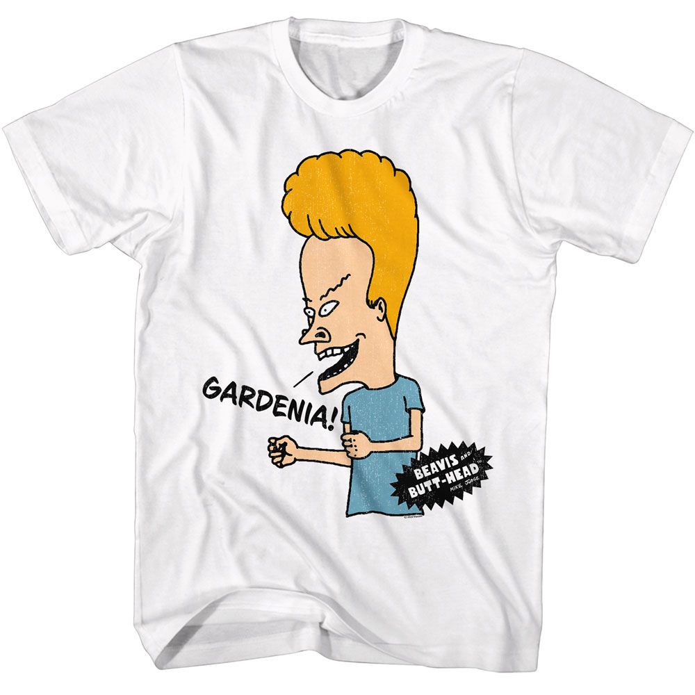 BEAVIS AND BUTTHEAD-GARDENIA-WHITE ADULT S/S TSHIRT
