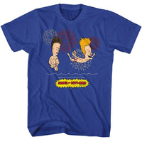 Thumbnail for BEAVIS AND BUTTHEAD-FIREWORK SWIM-ROYAL ADULT S/S TSHIRT