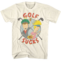 Thumbnail for BEAVIS AND BUTTHEAD-BEAVIS AND BUTTHEAD GOLF SUCKS-NATURAL ADULT S/S TSHIRT