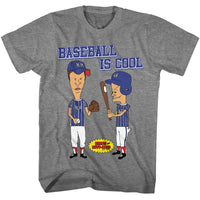 Thumbnail for BEAVIS AND BUTTHEAD-BEAVIS AND BUTTHEAD BASEBALL IS COOL-GRAPHITE HEATHER ADULT S/S TSHIRT