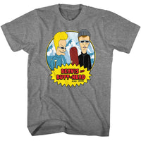 Thumbnail for BEAVIS AND BUTTHEAD-BEAVIS AND BUTTHEAD SNOWBOARDS-GRAPHITE HEATHER ADULT S/S TSHIRT
