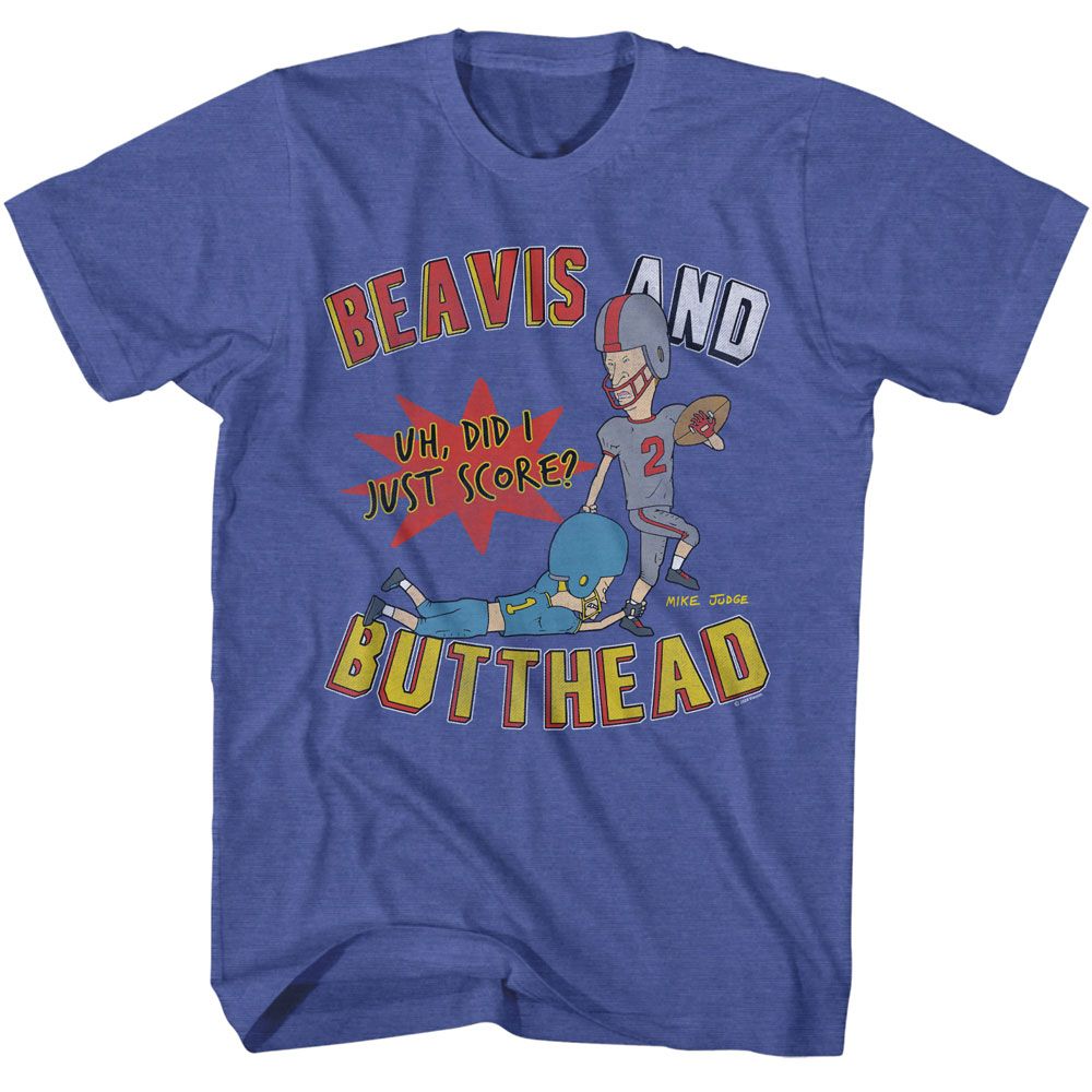 BEAVIS AND BUTTHEAD-BEAVIS AND BUTTHEAD FOOTBALL-ROYAL HEATHER ADULT S/S TSHIRT