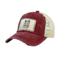 Thumbnail for BRIEF INSANITY Wine A Little Laugh A Lot Vintage Distressed Trucker Adult Hat
