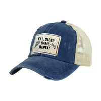 Thumbnail for BRIEF INSANITY Eat Sleep Game Repeat - Vintage Distressed Trucker Adult Hat