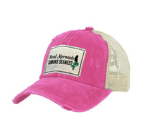 Thumbnail for BRIEF INSANITY Real Mermaids Smoke Seaweed Vintage Distressed Trucker Adult Hat