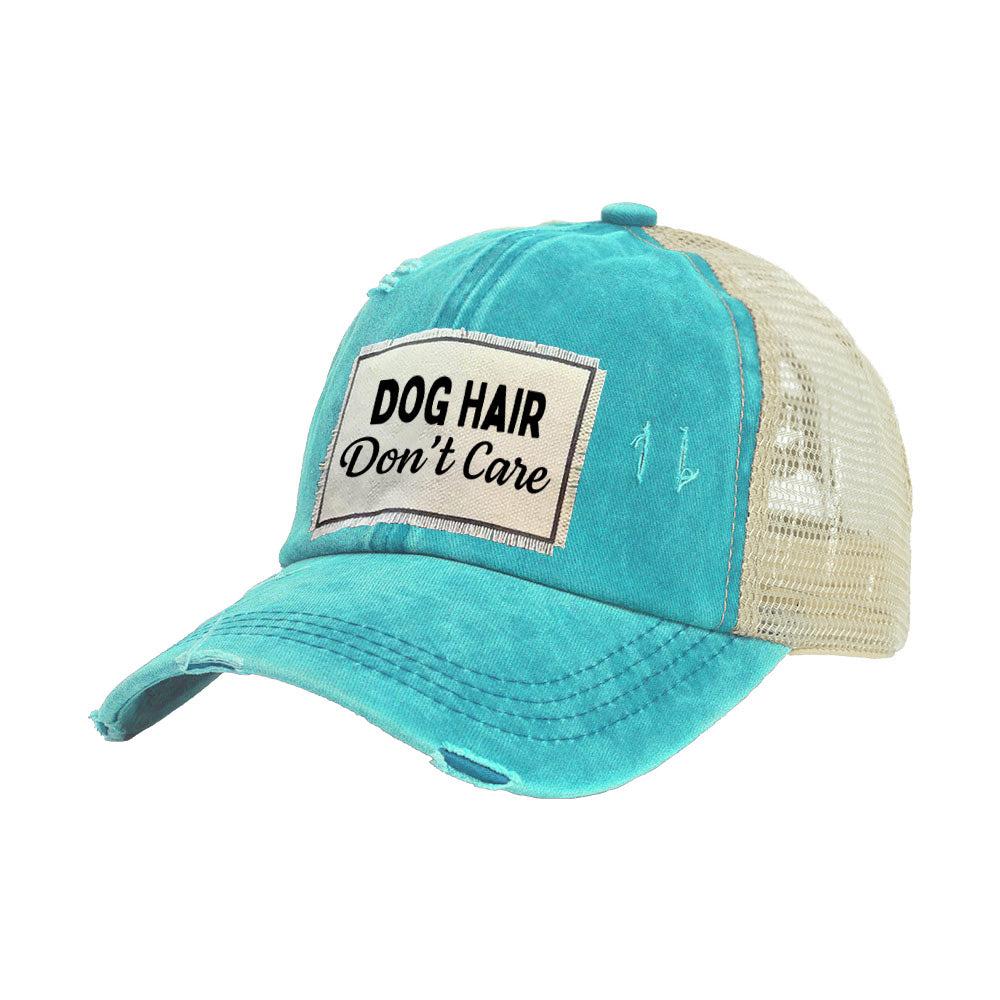 BRIEF INSANITY Dog Hair Don't Care Vintage Distressed Trucker Adult Hat
