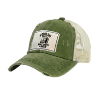Thumbnail for BRIEF INSANITY A Good Day Starts With Gold Carts & Beer Vintage Distressed Trucker Adult Hat