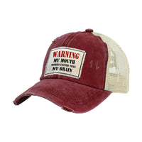 Thumbnail for BRIEF INSANITY Warning My Mouth Works Faster Than My Brain Vintage Distressed Trucker Adult Hat