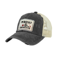 Thumbnail for BRIEF INSANITY I'm Basically A Detective Vintage Distressed Trucker Adult Hat