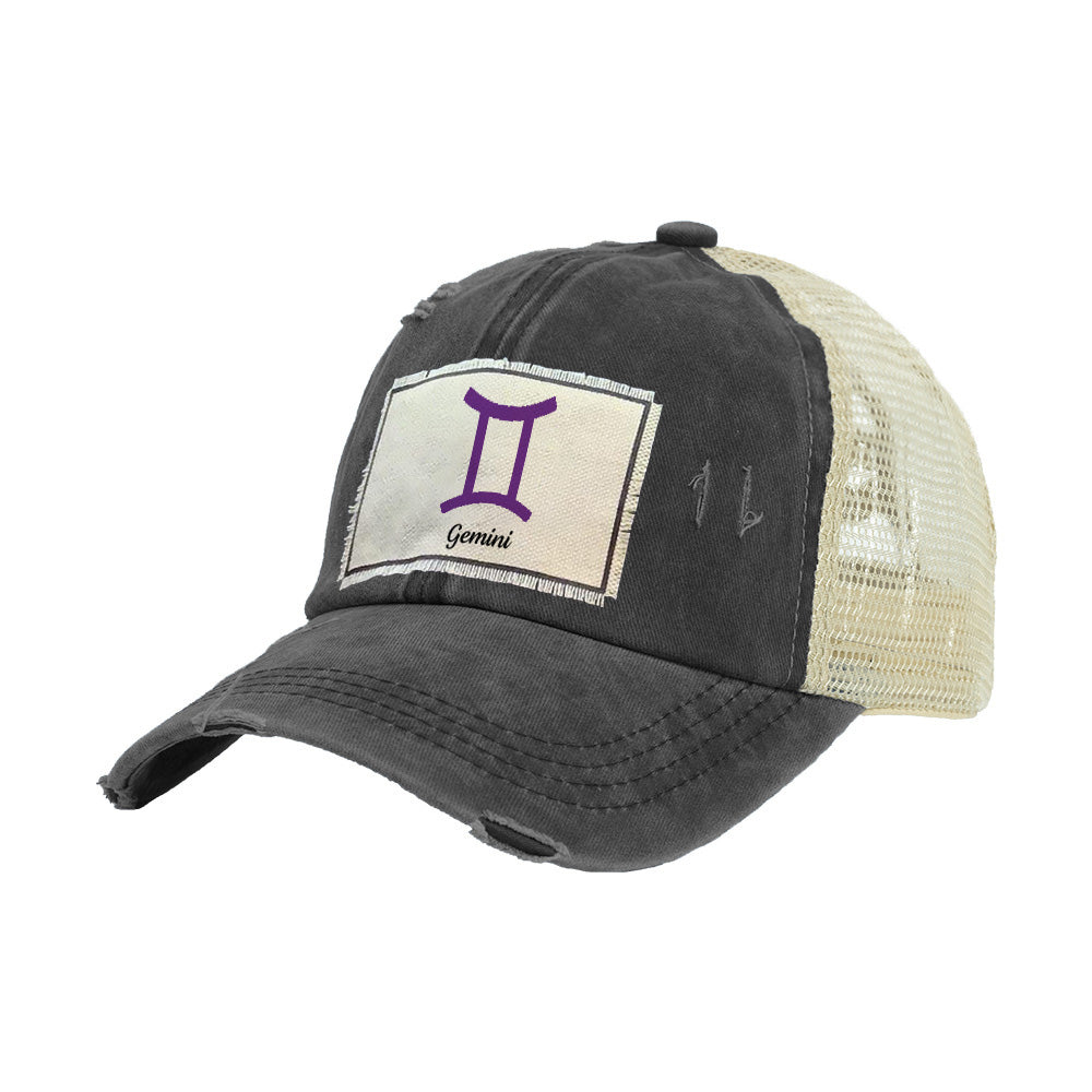 BRIEF INSANITY Gemini Vintage Distressed Trucker Adult Hat