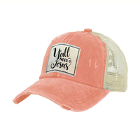 Thumbnail for BRIEF INSANITY Y'all Need Jesus - Vintage Distressed Trucker Adult Hat