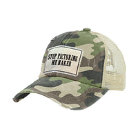 Thumbnail for BRIEF INSANITY Stop Picturing Me Naked - Vintage Distressed Trucker Adult Hat