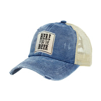 Thumbnail for BRIEF INSANITY Here for the Beer - Vintage Distressed Trucker Adult Hat