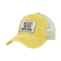 Thumbnail for BRIEF INSANITY Age Gets Better With Wine - Vintage Distressed Trucker Adult Hat