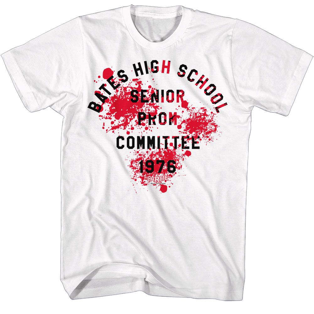 CARRIE-CARRIE BATES HS PROM 76-WHITE ADULT S/S TSHIRT