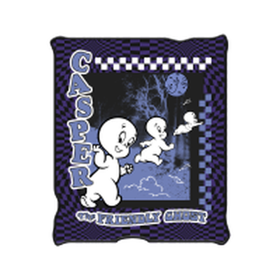 Casper Friendly Ghost Checkerprint Flannel Fleece Throw Blanket (45" x 60" 180gsm) – 12 pc ppk ($7.00 each)