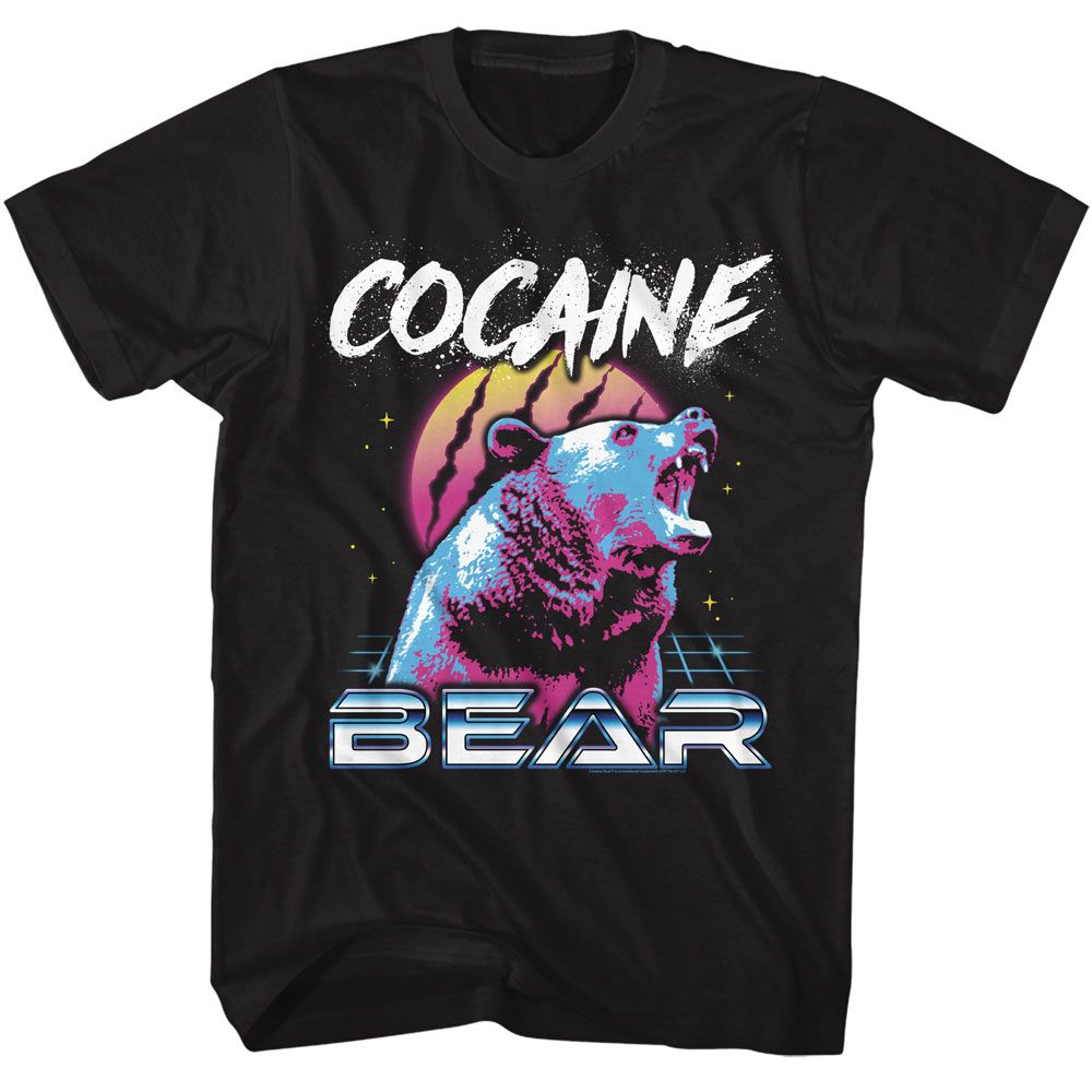COCAINE BEAR KY-COCAINE BEAR VERY 80S BEAR-BLACK ADULT S/S TSHIRT