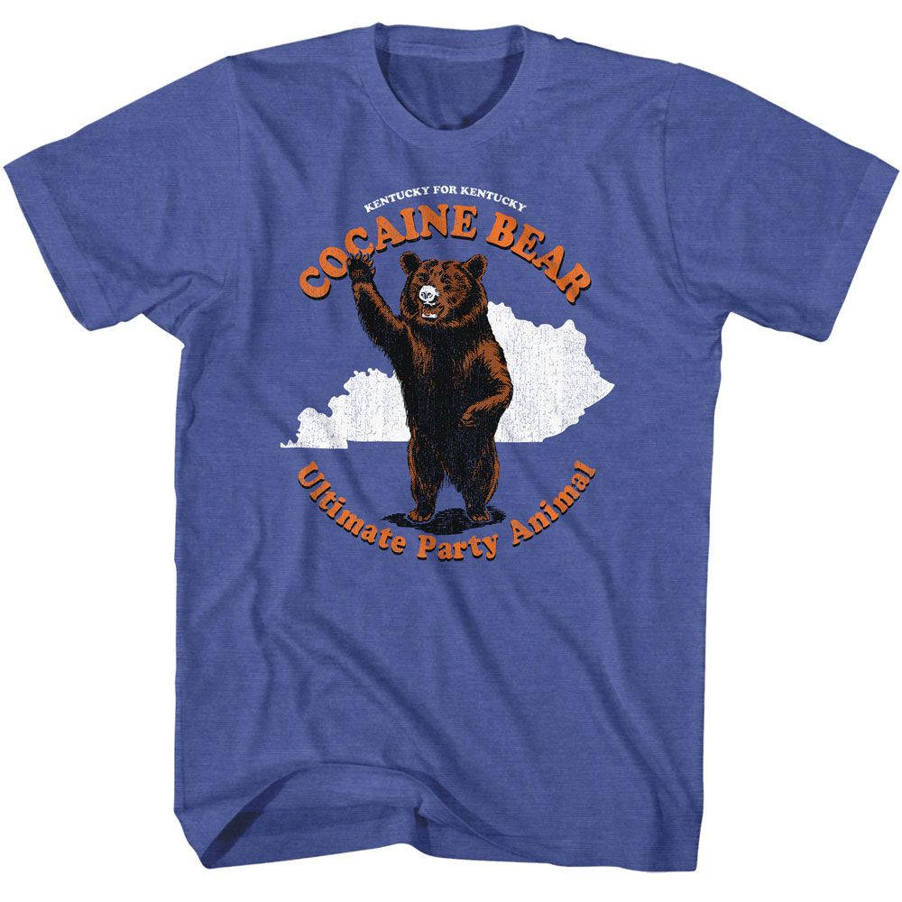 COCAINE BEAR KY-COCAINE BEAR TOURISTY PARTY ANIMAL-ROYAL HEATHER ADULT S/S TSHIRT