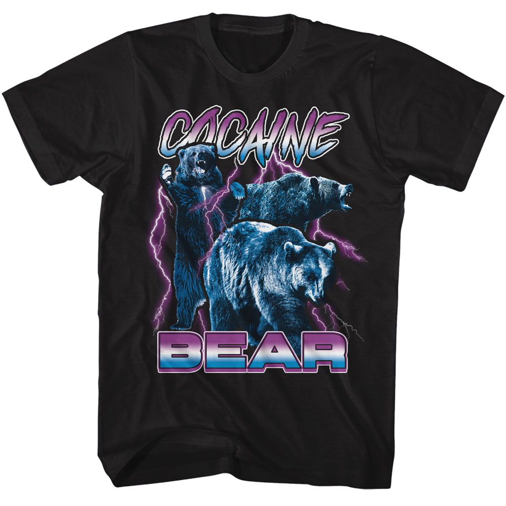 COCAINE BEAR KY-COCAINE BEAR LIGHTNING-BLACK ADULT S/S TSHIRT