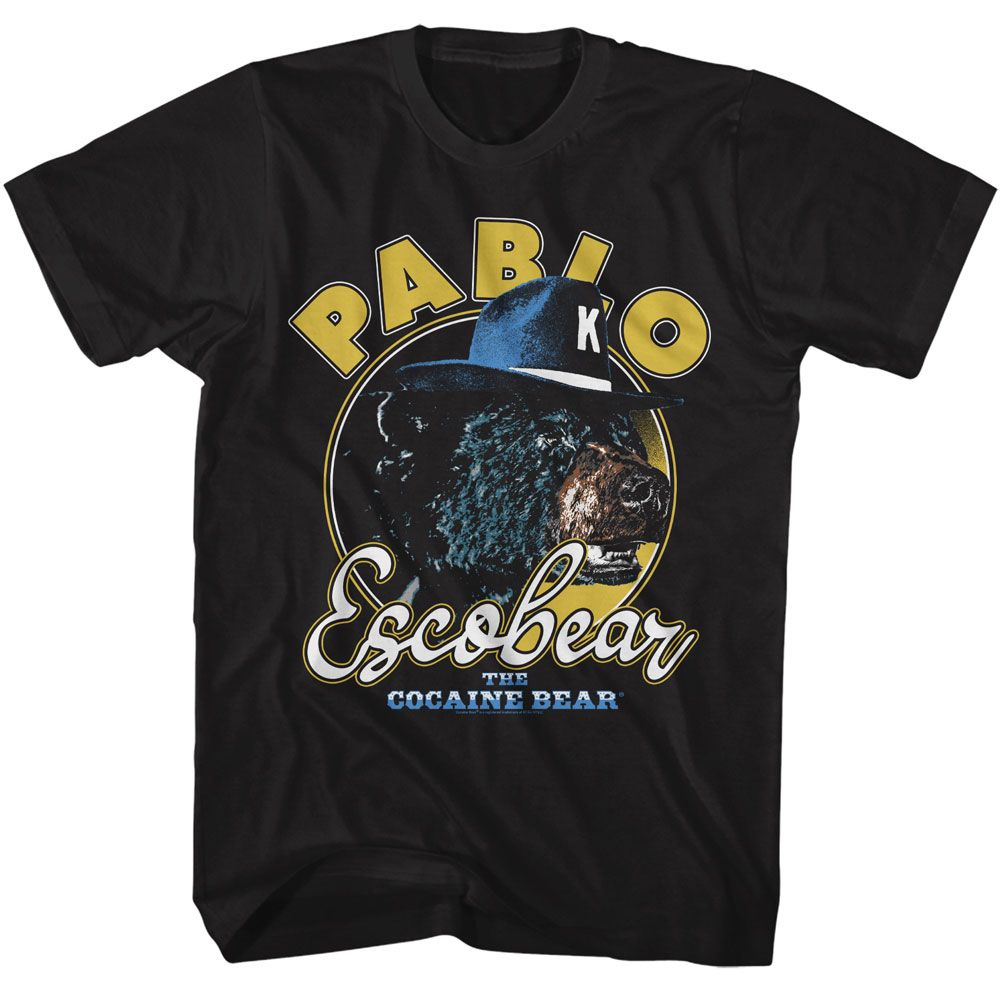 COCAINE BEAR KY-COCAINE BEAR PABLO ESCOBEAR-BLACK ADULT S/S TSHIRT