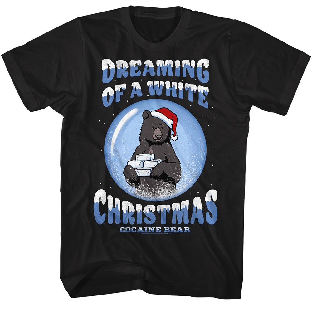COCAINE BEAR KY-COCAINE BEAR KY DREAMING OF WHITE XMAS-BLACK ADULT S/S TSHIRT