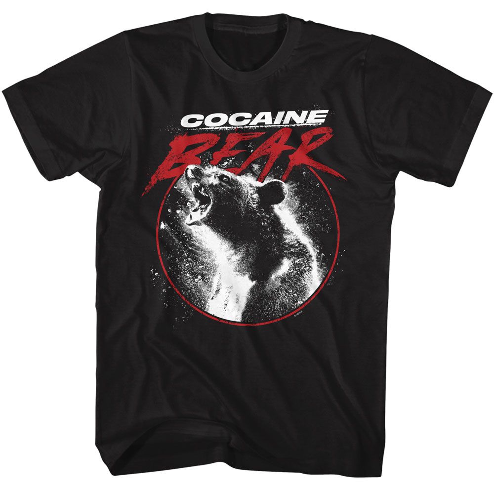 COCAINE BEAR-COCAINE BEAR IN CIRCLE-BLACK ADULT S/S TSHIRT
