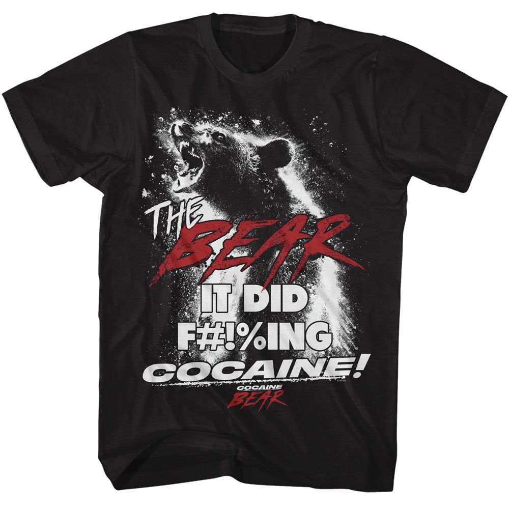 COCAINE BEAR-COCAINE BEAR FING DID COCAINE-BLACK ADULT S/S TSHIRT