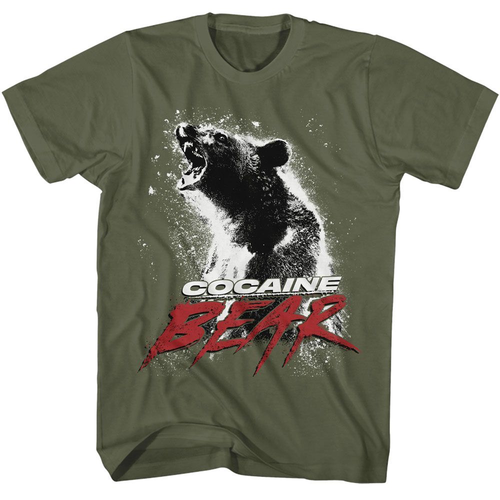 COCAINE BEAR-COCAINE BEAR MOVIE POSTER LIGHT-MILITARY GREEN ADULT S/S TSHIRT