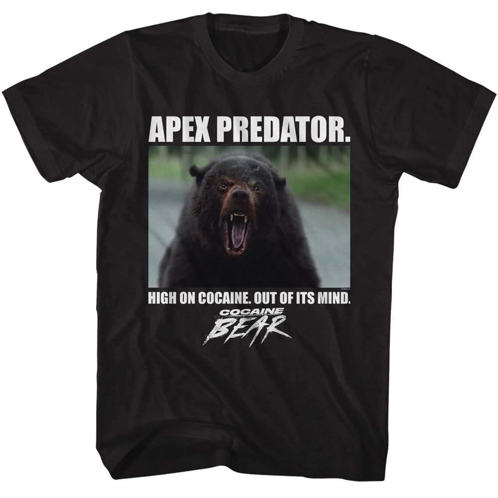 COCAINE BEAR-COCAINE BEAR APEX PREDATOR-BLACK ADULT S/S TSHIRT