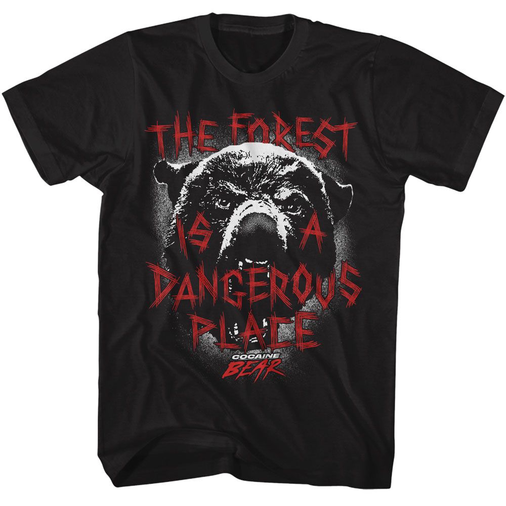 COCAINE BEAR-COCAINE BEAR DANGEROUS PLACE-BLACK ADULT S/S TSHIRT