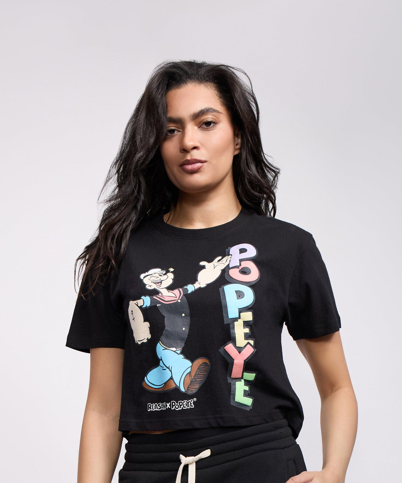 Popeye Classic Women's Graphic Short Sleeve Cropped T-Shirt