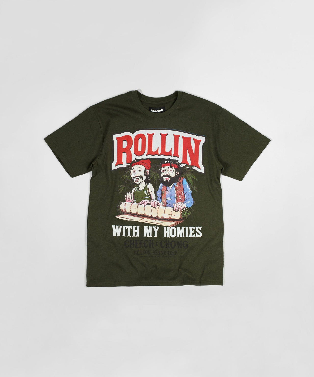 Cheech & Chong Keep Rollin On Graphic Short Sleeve T-Shirt - Green