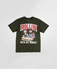 Thumbnail for Cheech & Chong Keep Rollin On Graphic Short Sleeve T-Shirt - Green