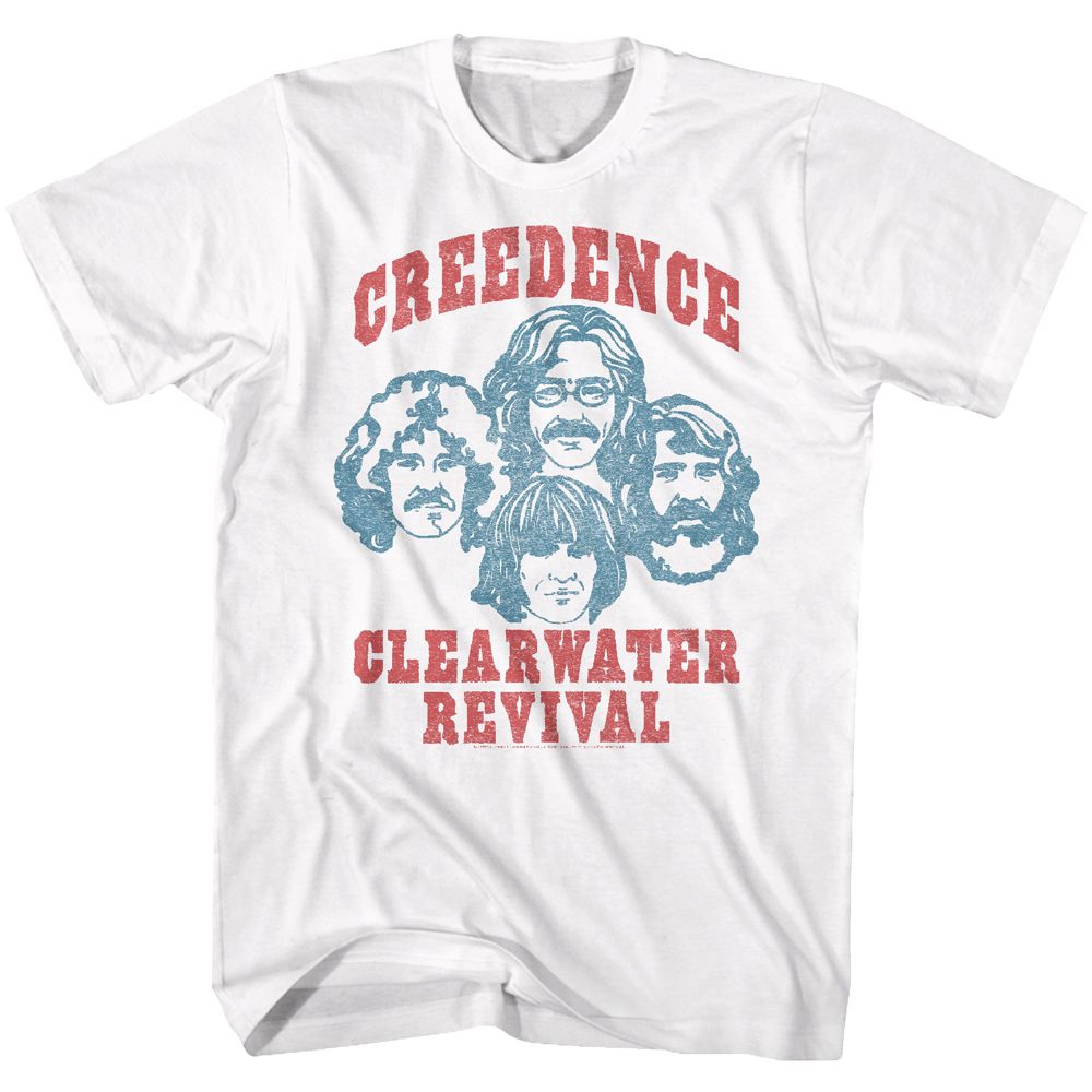 CREEDENCE CLEARWATER REVIVAL-BAND-WHITE ADULT S/S TSHIRT