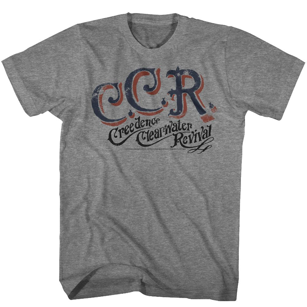 CREEDENCE CLEARWATER REVIVAL-CCR-GRAPHITE HEATHER ADULT S/S TSHIRT
