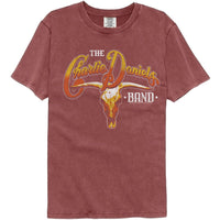 Thumbnail for CHARLIE DANIELS BAND-COW SKULL AND LOGO-BRICK ADULT S/S COMFORT COLOR TSHIRT